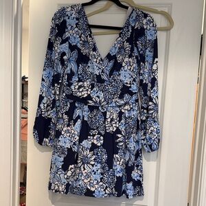 Lilly Pulitzer Blue Floral Long Sleeve Dress